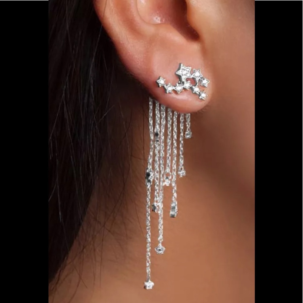 NWT Shooting star rhinestone tassel earrings